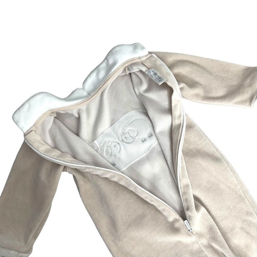Mayoral velvet‎ footie pajama bodysuit Size 6-9M neutral beige sheep - Picture 10 of 10